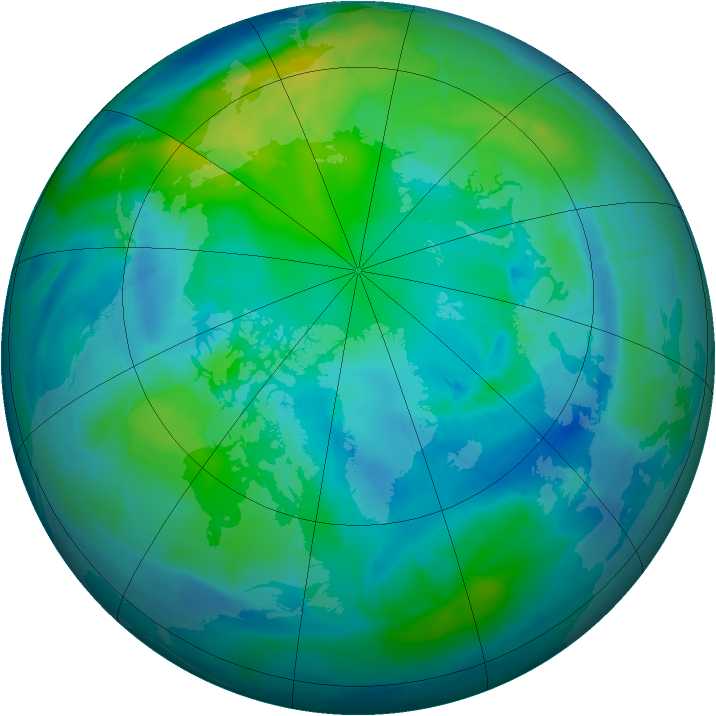 Arctic ozone map for 16 October 2013